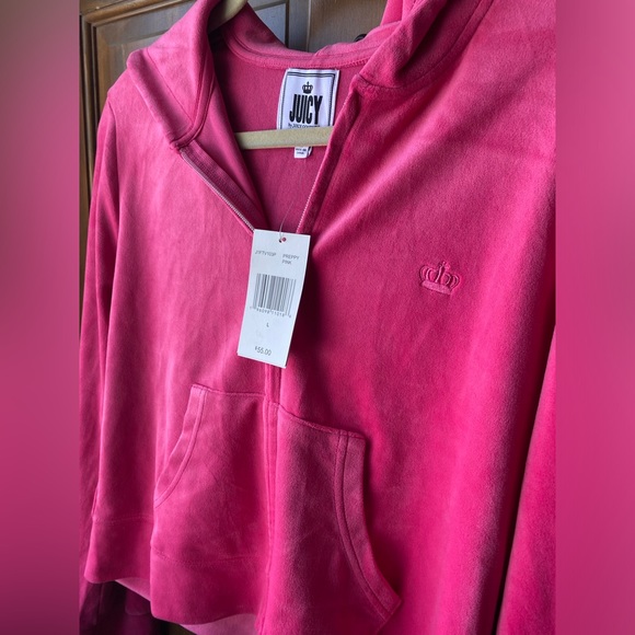 Juicy velour hoodie jacket size L Barbie Barbiecore NEW - Picture 2 of 7